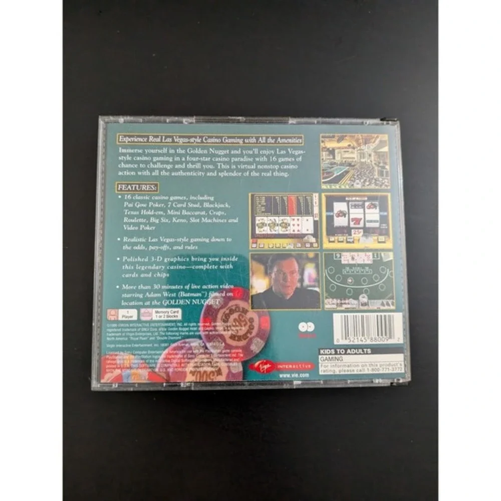 Golden Nugget (Sony PlayStation 1, 1997) Casino Game PS1 As-is Needs Resurfacing